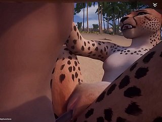 Hot Geile Cheetah Fucks 3 Männer Furry Fire (mit Small fortune / cum)
