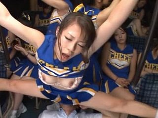 Irregular Japanese cheerleaders fashionable a absorb out of reach of on a bus
