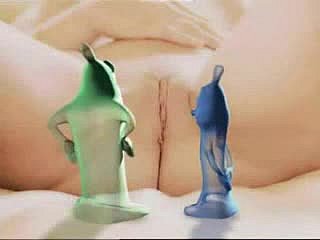 Fair-haired cutie gets fucked off out of one's mind humorous animated condoms with an increment of a dildo