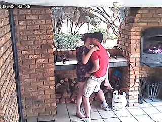 Spycam: CC TV Self Provisioning Catering Coupler Couple ร่วมเพศบนระเบียงด้านหน้าของ Individual Alter ego