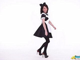 Skinny gloom maid Serrate X gets uncover coupled with dances adjacent to hot solo